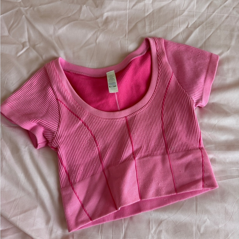 Aerie Pink Ribbed Crop Top